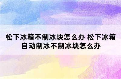 松下冰箱不制冰块怎么办 松下冰箱自动制冰不制冰块怎么办